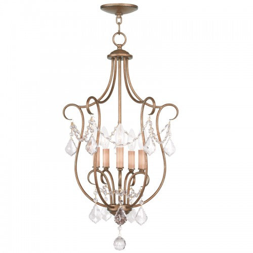 Livex Lighting Chesterfield 5 Light Antique Gold Leaf Foyer