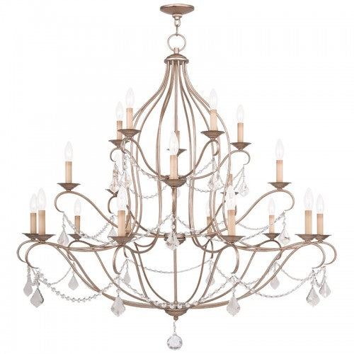 Livex Lighting Chesterfield 20 Light Antique Silver Leaf Chandelier