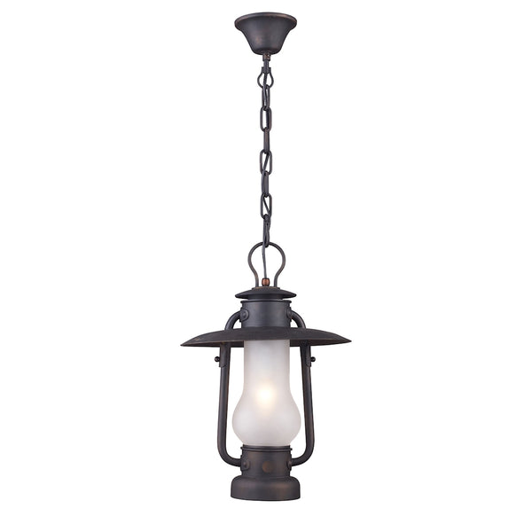 Chapman 1 Light Pedant In Matte Black And Acid Etched Glass