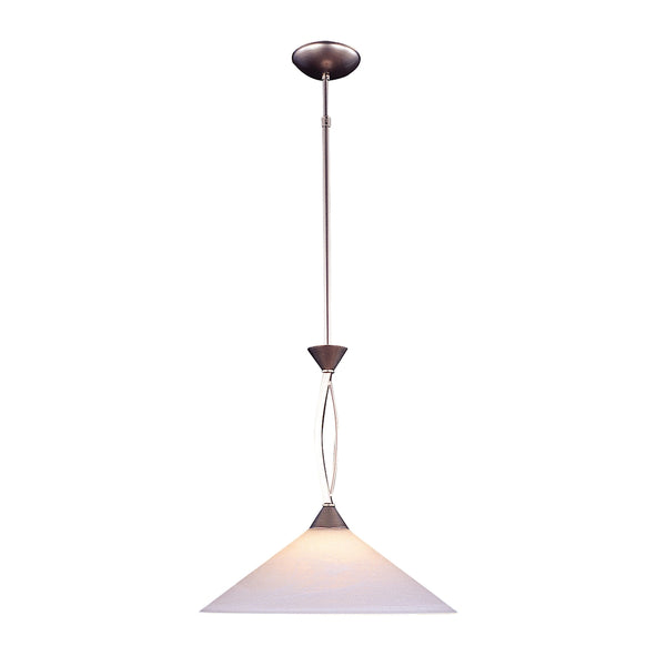 Elysburg 1 Light Pendant In Satin Nickel And White Glass