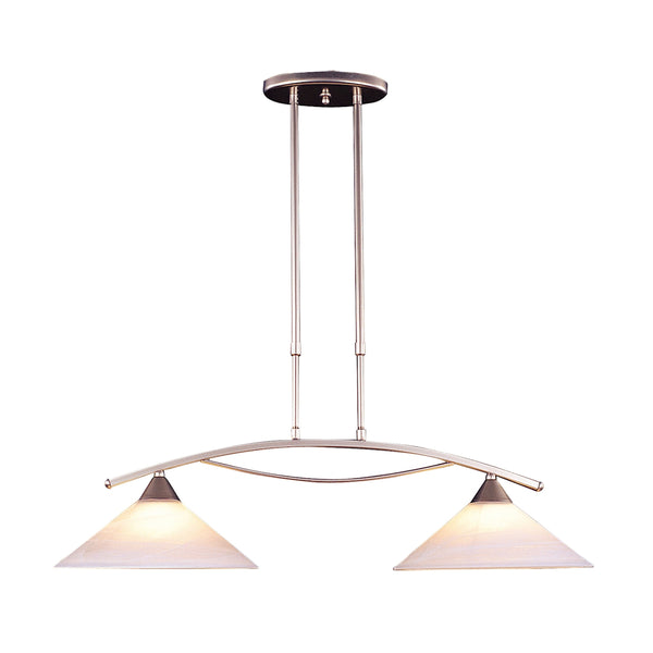 Elysburg 2 Light Island In Satin Nickel And White Glass