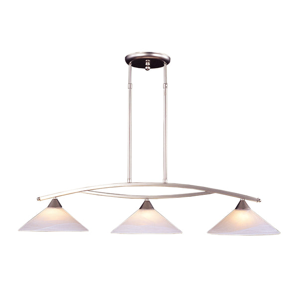 Elysburg 3 Light Island In Satin Nickel And White Glass
