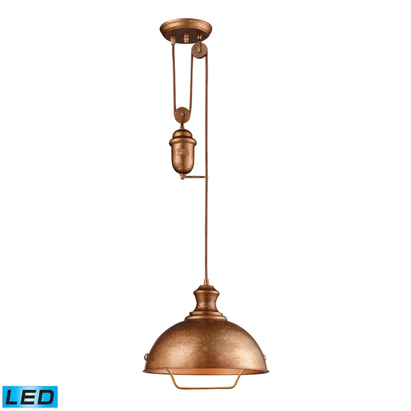 Farmhouse 1 Light Adjustable LED Pendant In Bellwether Copper
