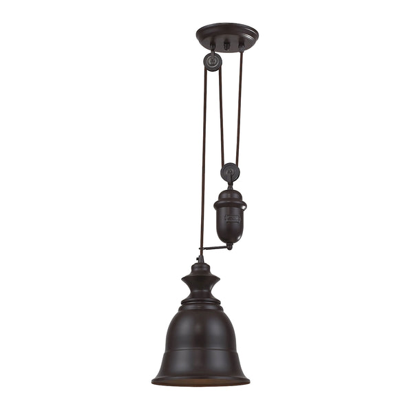 Farmhouse 1 Light Adjustable Pendant In Oiled Bronze