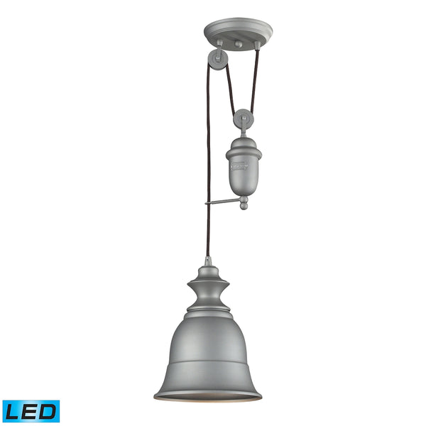 Farmhouse 1 Light Adjustable LED Pendant In Aged Pewter