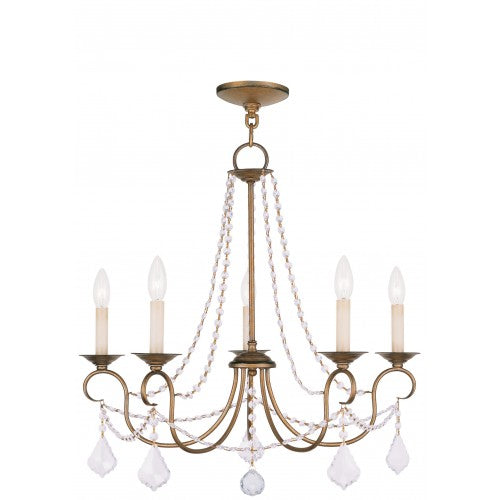 Livex Lighting Pennington 5 Light Antique Gold Leaf Chandelier