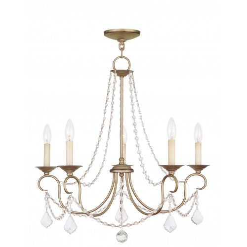 Livex Lighting Pennington 5 Light Antique Silver Leaf Chandelier