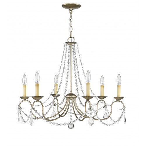 Livex Lighting Pennington 6 Light Antique Silver Leaf Chandelier