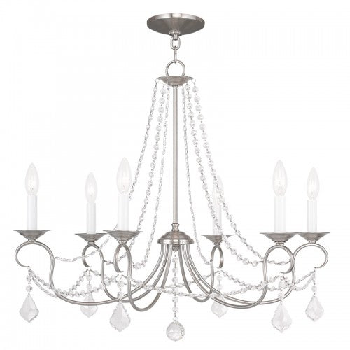 Livex Lighting Pennington 6 Light Brushed Nickel Chandelier