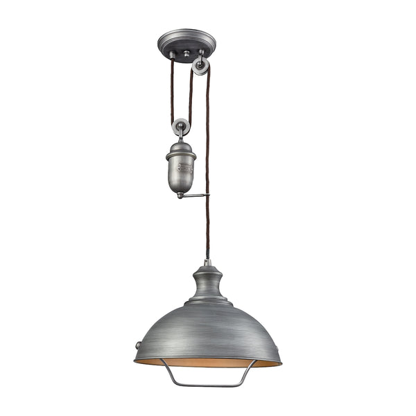 Farmhouse 1 Light Pulldown Pendant In Weathered Zinc