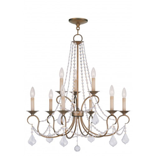 Livex Lighting Pennington 9 Light Antique Gold Leaf Chandelier