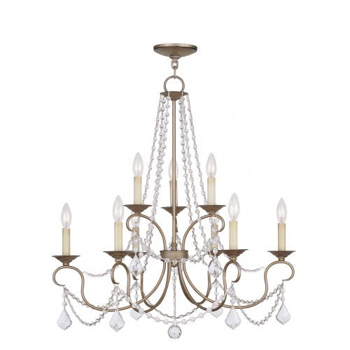 Livex Lighting Pennington 9 Light Antique Silver Leaf Chandelier