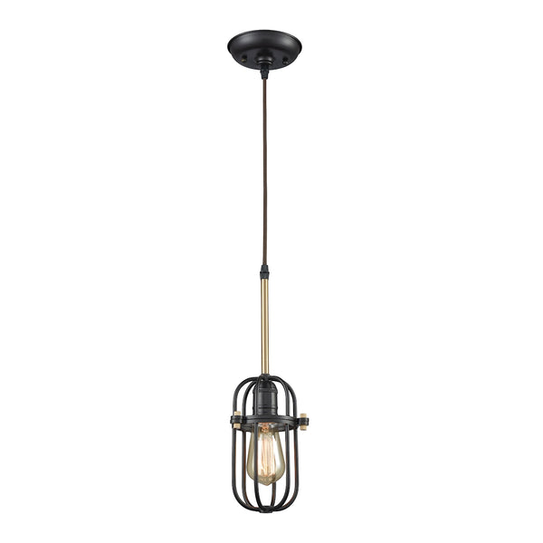 Binghamton 1 Light Pendant In Oil Rubbed Bronze And Satin Brass - Includes Recessed Lighting Kit