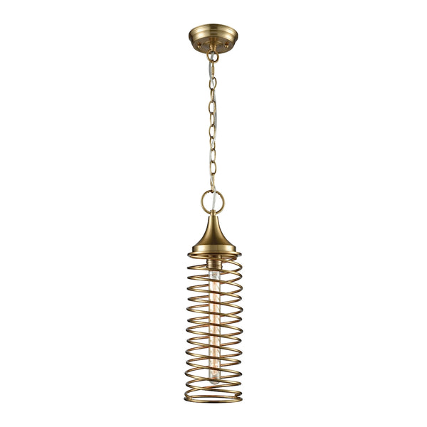 Spring 1 Light Pendant In Satin Brass - Includes Recessed Lighting Kit