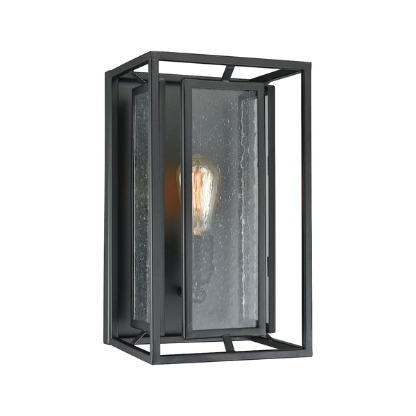 Eastgate 1 Light Wall Sconce In Textured Black With Seedy Glass