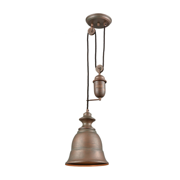 Farmhouse 1 Light Pulldown Pendant In Tarnished Brass