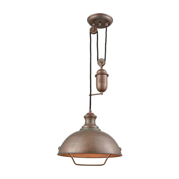 Farmhouse 1 Light Pulldown Pendant In Tarnished Brass