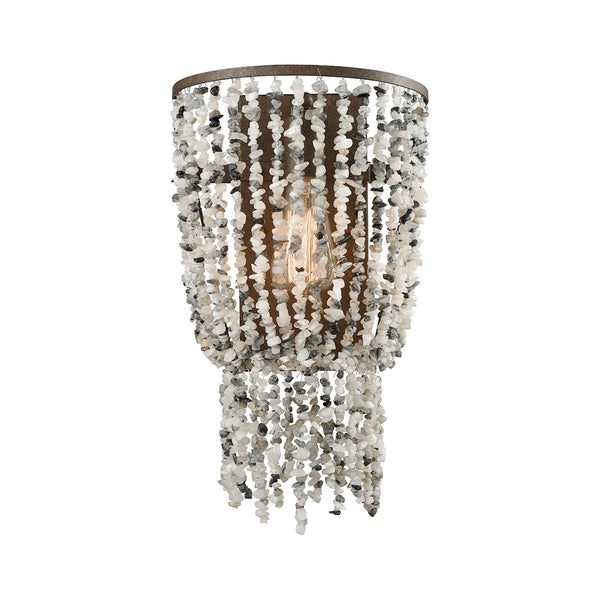 Agate Stones 1 Light Wall Sconce In Weathered Bronze With Gray Agate Stones