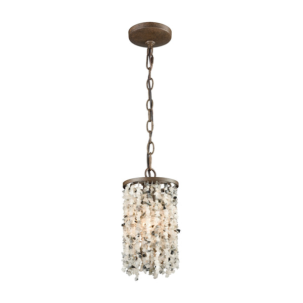 Agate Stones 1 Light Pendant In Weathered Bronze With Gray Agate Stones - Includes Recessed Lighting Kit