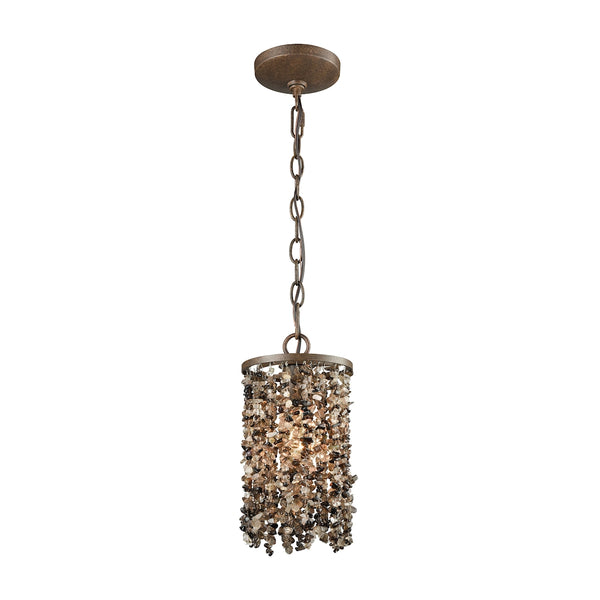 Agate Stones 1 Light Pendant In Weathered Bronze With Dark Bronze Agate Stones - Includes Recessed Lighting Kit