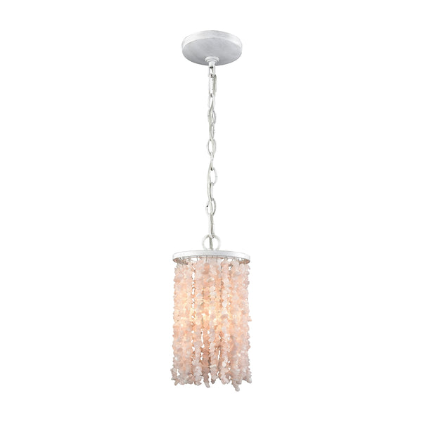 Agate Stones 1 Light Pendant In Off White With White And Pink Agate Stones - Includes Recessed Lighting Kit