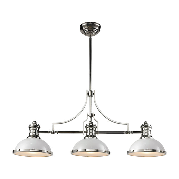 Chadwick 3 Light Billiard In Gloss White And Polished Nickel