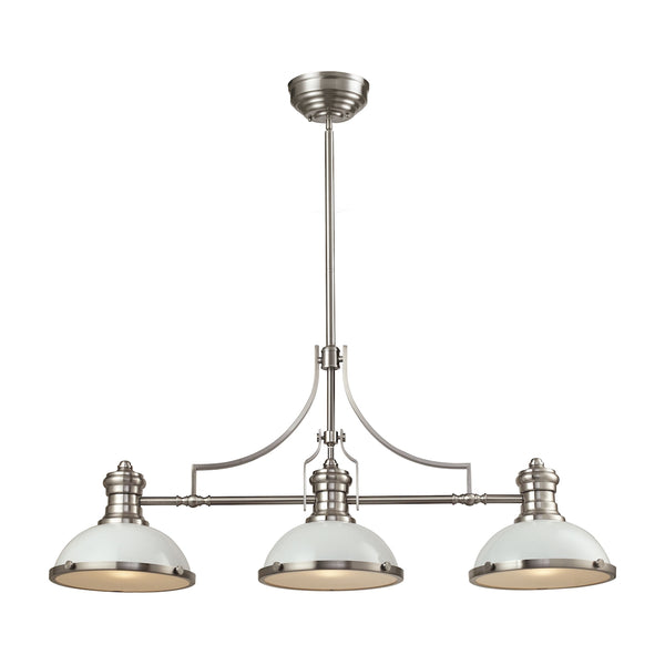 Chadwick 3 Light Billiard In Gloss White And Satin Nickel