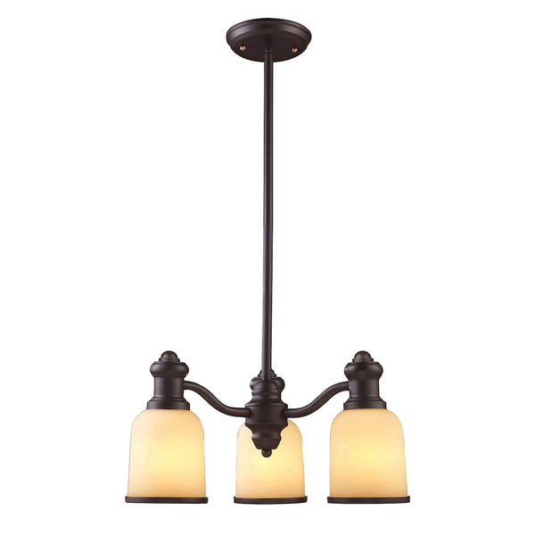 Brooksdale 3 Light Chandelier In Oiled Bronze And Amber Glass