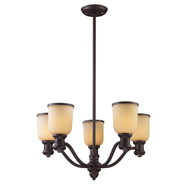 Brooksdale 5 Light Chandelier In Oiled Bronze And Amber Glass