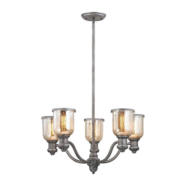 Brooksdale 5 Light Chandelier In Weathered Zinc