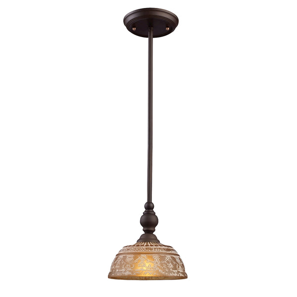 Norwich 1 Light Mini Pendant In Oiled Bronze And Amber Glass