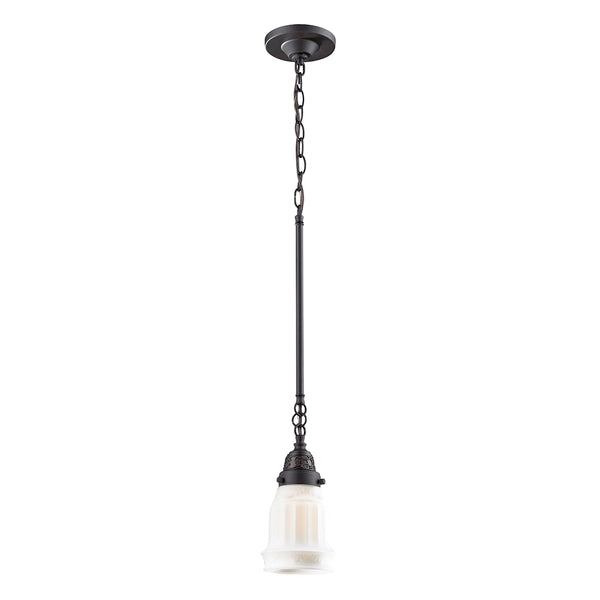 Quinton Parlor 1 Light Pendant In Oiled Bronze And White Glass