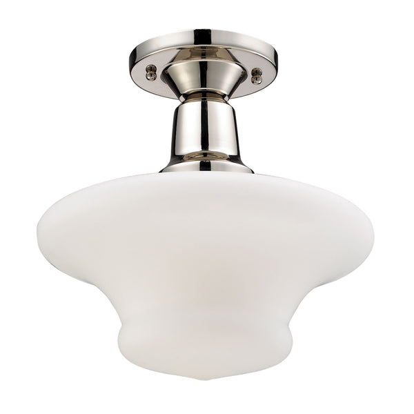 Barton 1 Light Semi Flush in Polished Nickel