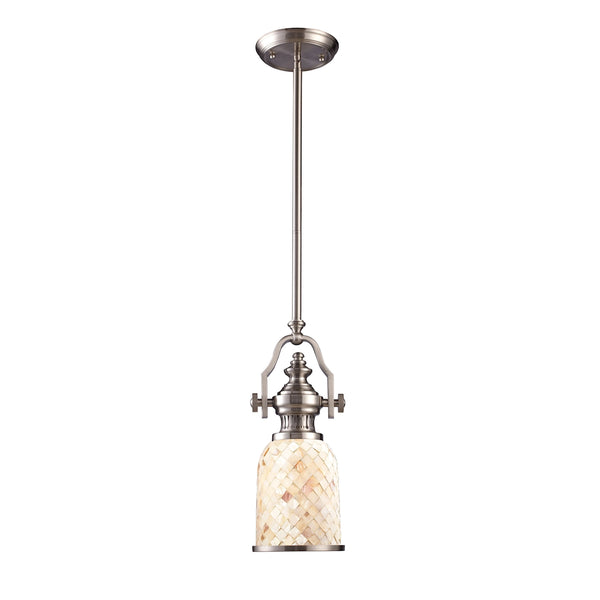 Chadwick 1 Light Pendant In Satin Nickel And Cappa Shells