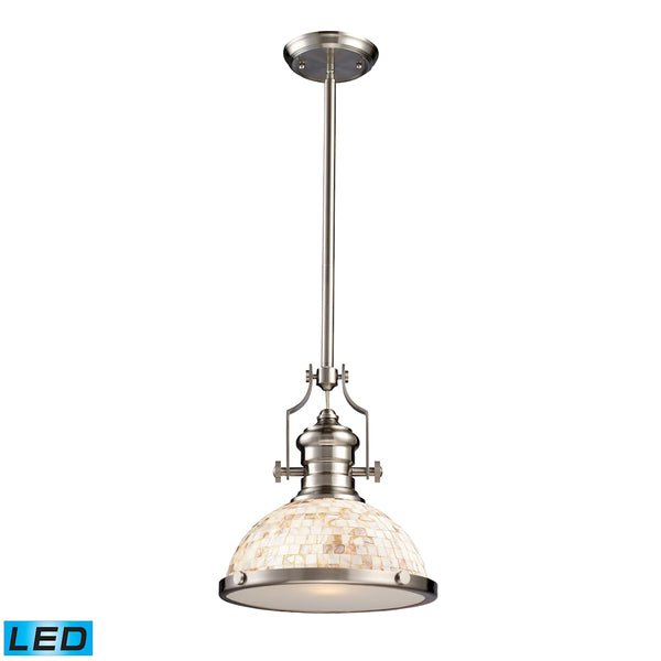 Chadwick 1 Light LED Pendant Satin Nickel And Cappa Shells