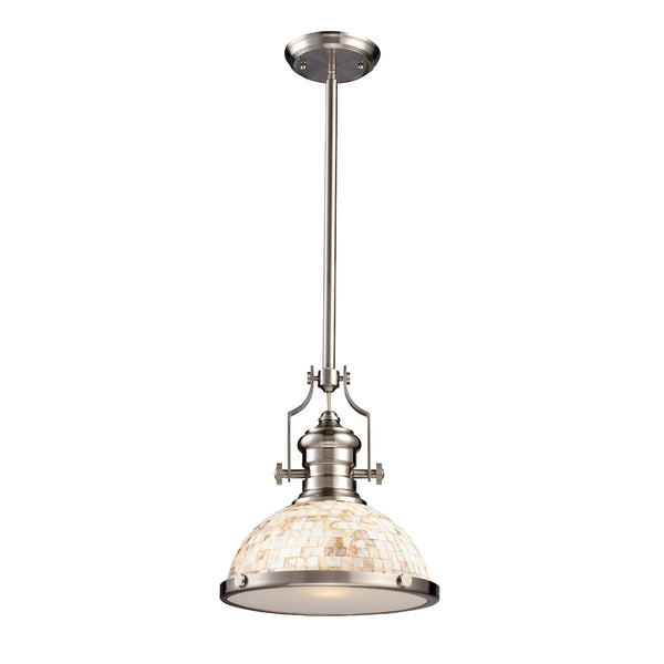 Chadwick 1 Light Pendant Satin Nickel And Cappa Shells