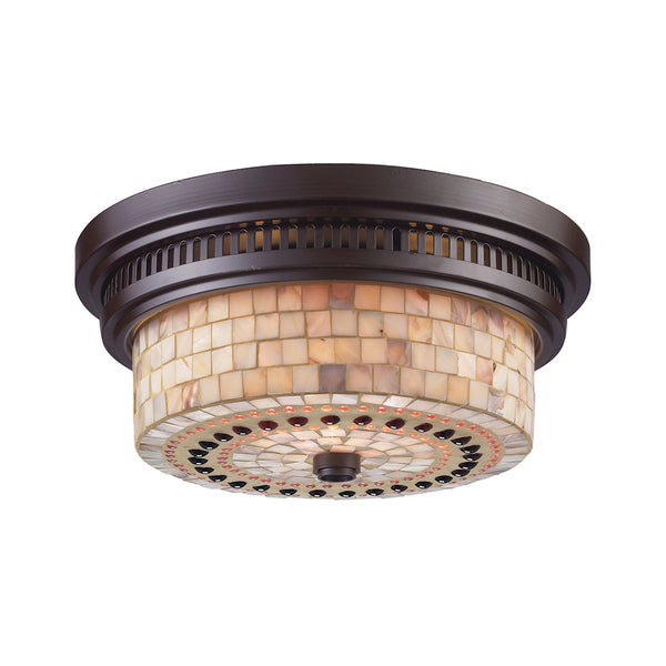 Chadwick 2 Light Flushmount In Oiled Bronze And Cappa Shells