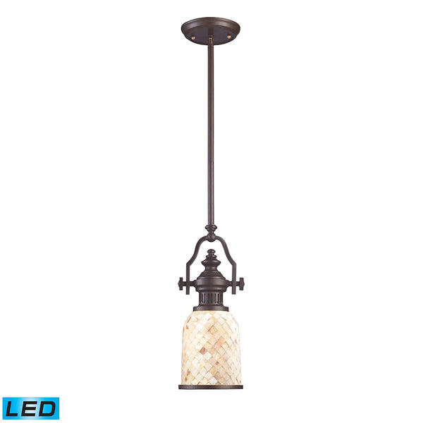 Chadwick 1 Light LED Pendant In Oiled Bronze And Cappa Shells