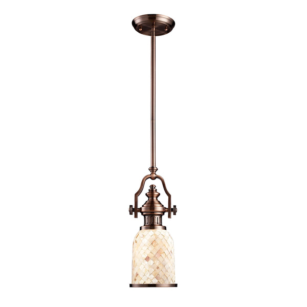 Chadwick 1 Light Pendant In Antique Copper And Cappa Shells