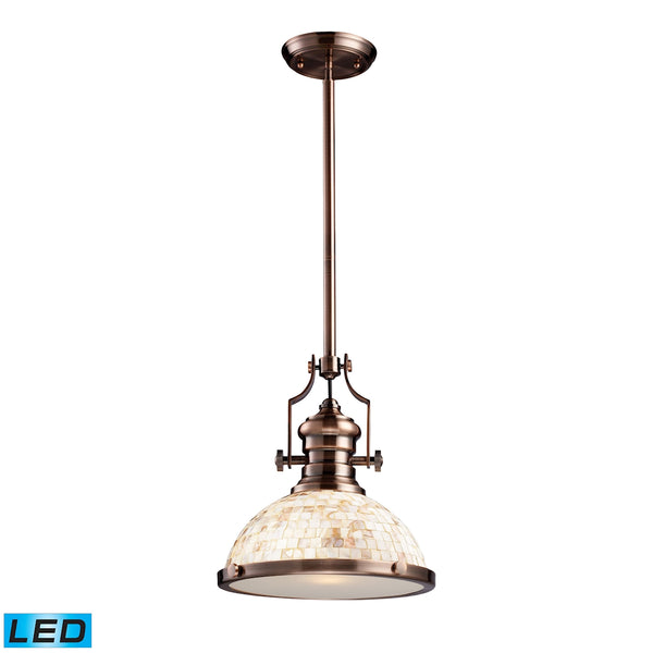 Chadwick 1 Light LED Pendant Antique Copper And Cappa Shells