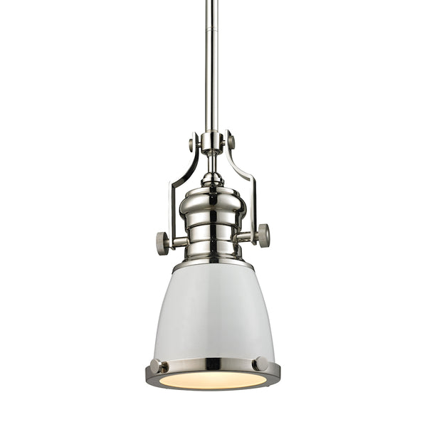 Chadwick 1 Light Pendant In Gloss White And Polished Nickel