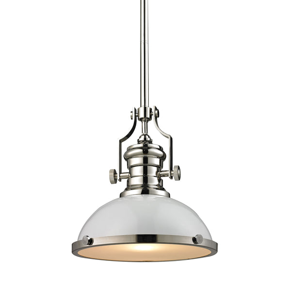 Chadwick 1 Light Pendant In Gloss White And Polished Nickel