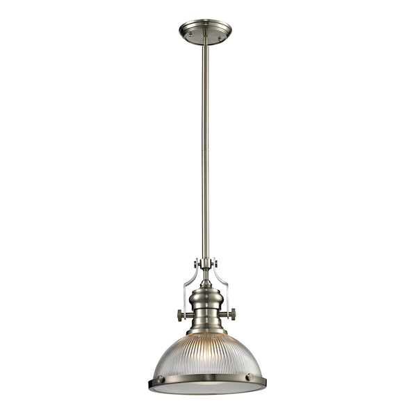 Chadwick 1 Light Pendant In Satin Nickel And Halophane Glass
