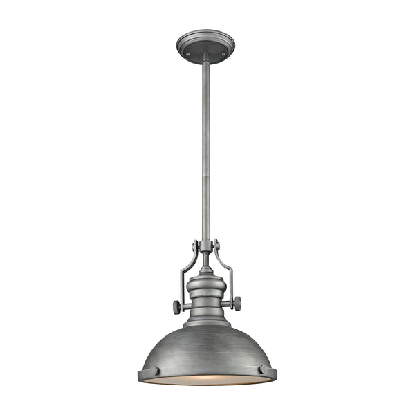 Chadwick 1 Light Pendant In Weathered Zinc With Frosted Glass Diffuser