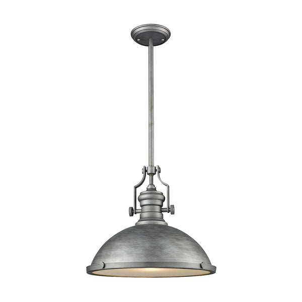 Chadwick 1 Light Pendant In Weathered Zinc With Frosted Glass Diffuser