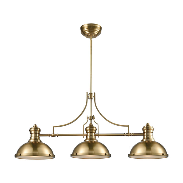 Chadwick 3 Light Island In Satin Brass With Frosted Glass Diffusers