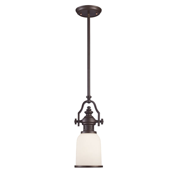 Chadwick 1 Light Mini Pendant In Oiled Bronze And White Glass
