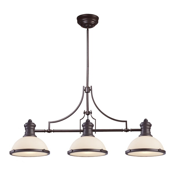 Chadwick 3 Light Island In Oiled Bronze And White Glass