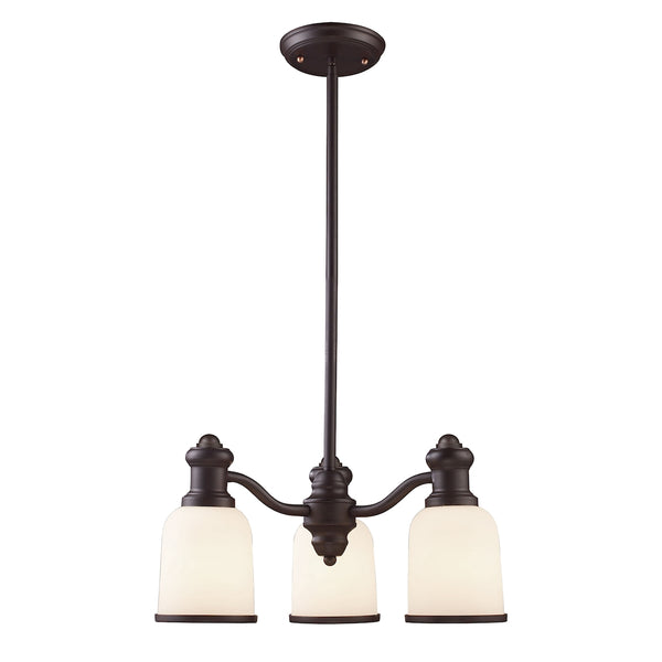 Brooksdale 3 Light Chandelier In Oiled Bronze And White Glass
