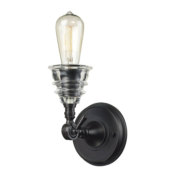 Insulator Glass 1 Light Wall Sconce In Oiled Bronze